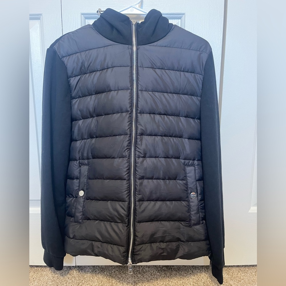 H&M Men's Black Puffer Jacket with Knit Sleeves